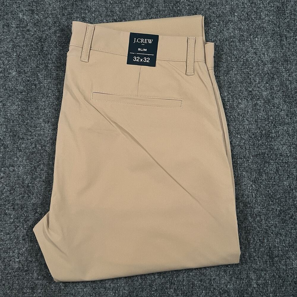NEW J. Crew Khaki Flex Tech Stretch Pants Mens SZ 32W x 32L Slim AA712